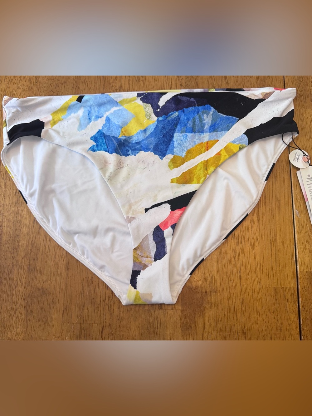 CALIA by Carrie Underwood White Multicolor Abstract Print Bikini Bottoms